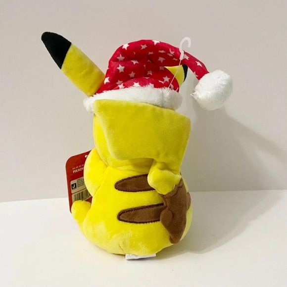 Pokemon Pikachu Plush Winter Holiday Christmas Edition Santa Hat Stars 8 Inch - Picture 7 of 16